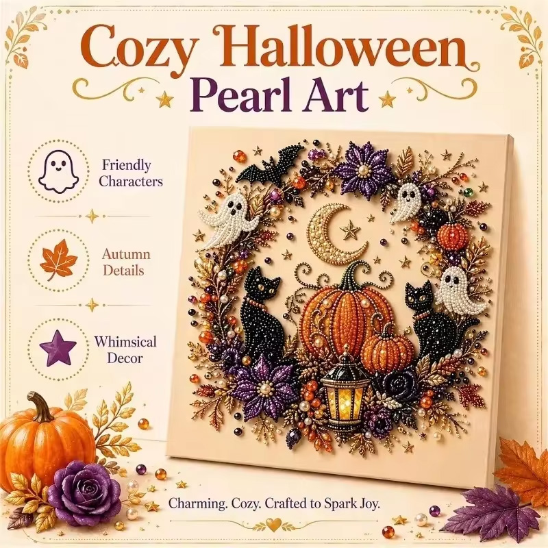 Art Craft Resin - @ハロウィン ゴーストパールアートキット 大人用 DIYパールペイントクラフトキット 初心者向け ハロウィンパールダイヤモンドアート