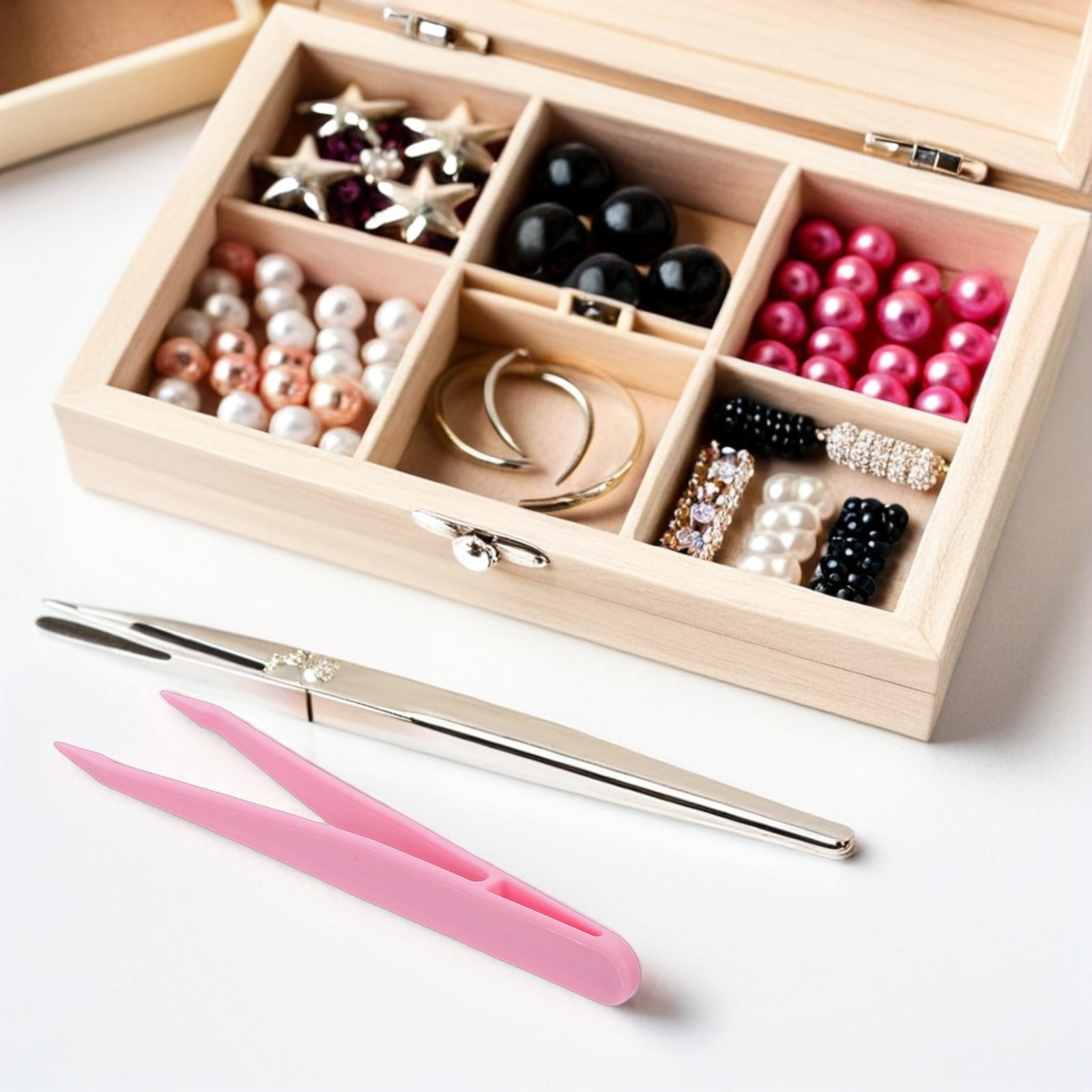 Art Craft For Preschoolers - 20個入り 幼稚園用プラスチックピンセット - ジュエリー製作、アートクラフト、感覚遊び、DIYプロジェクトに最適な多目的ビーズピンセット