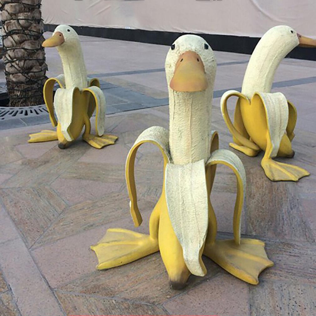 Art Craft Duck - バナナアヒルクリエイティブガーデン装飾彫刻庭ヴィンテージガーデニング装飾アート気まぐれな皮をむいたバナナアヒルホーム彫像工芸品