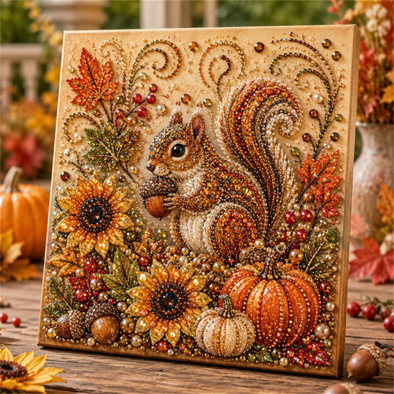Art Craft Kits For Adults - 秋のダイヤモンドパールペイントキット、秋のパールアートキット（大人向け）、初心者向けの森をテーマにしたクラフト、リラックスできるDIYクラフト、家の装飾