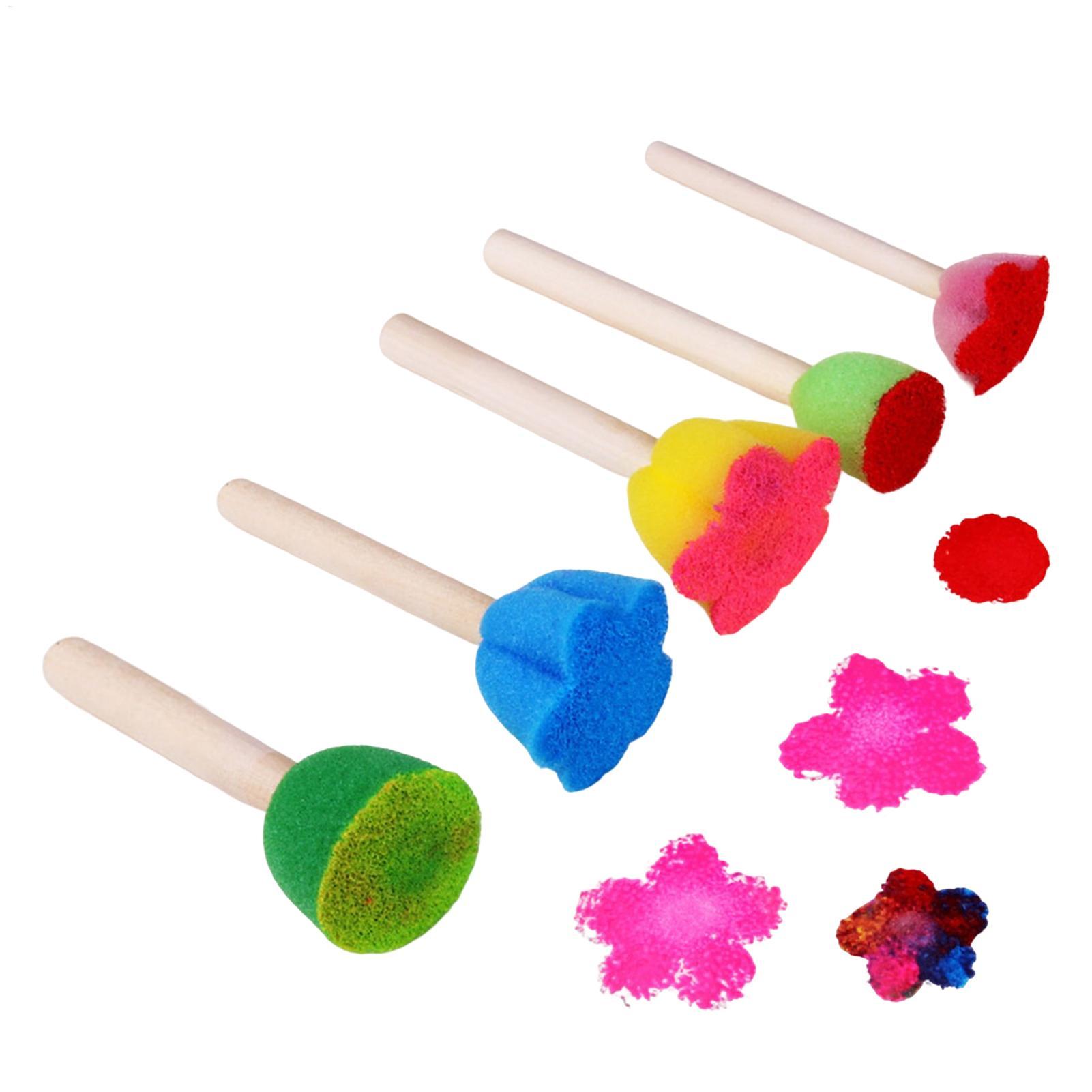 Art Craft For Preschoolers - 5個入り 再利用可能な子供用ペイントスポンジ 握りやすい幼児用ペイントツール アート＆クラフト用、洗える＆楽しいテクスチャを作成、就学前向け