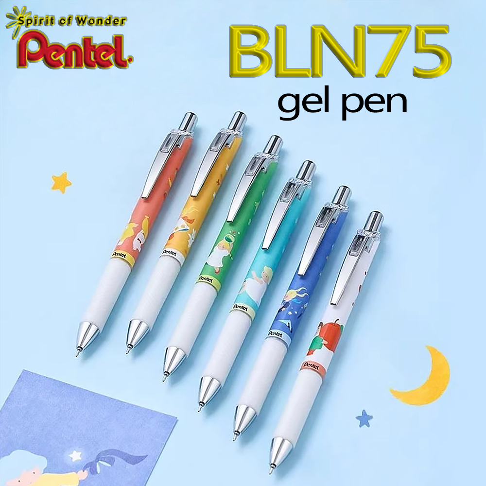 Pentel Pen Energel - 1ペン3リフィル新日本ぺんてる エナージェル ゲルペン BLN75 プレス式黒インク文具 かわいいペン
