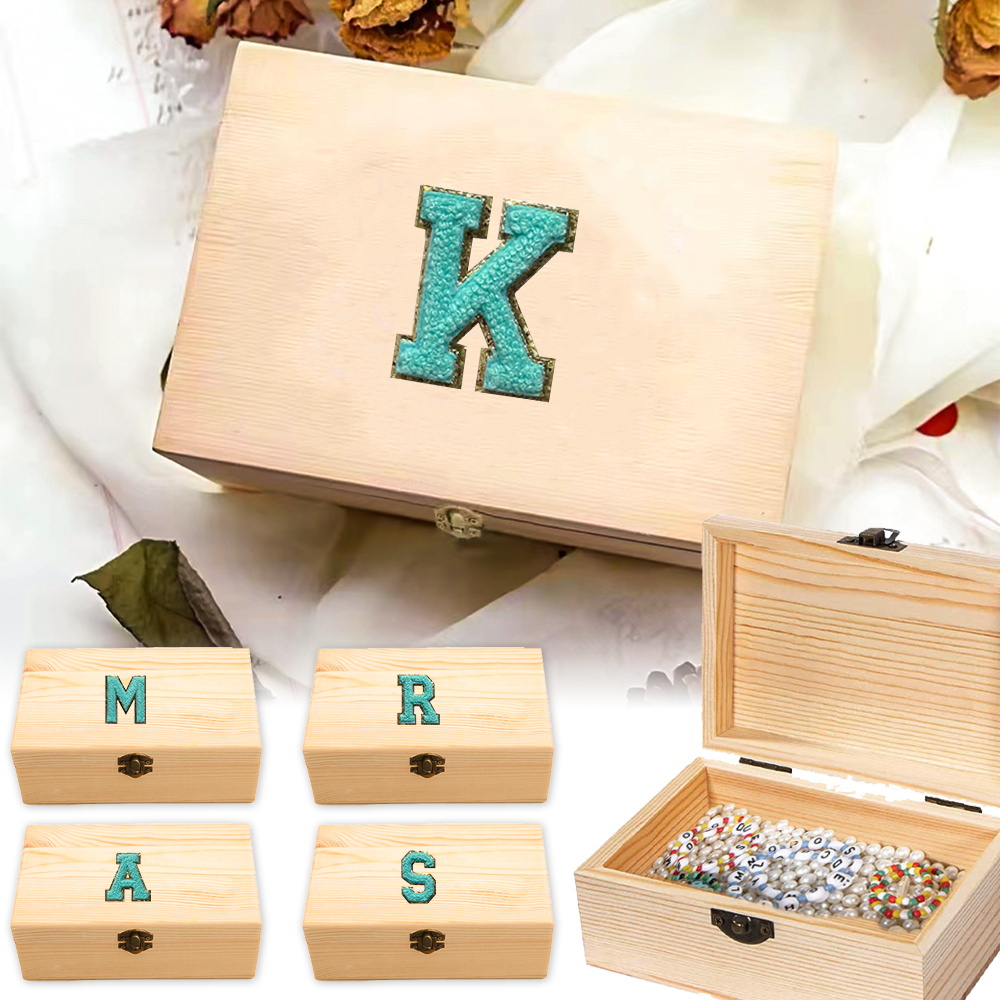 Art And Craft Letter Z - シンプルでクリエイティブな木製ボックス,芸術工芸品ボックス,宝箱,木製ジュエリーボックス,イニシャル名,26文字の緑のパターン,A-Z