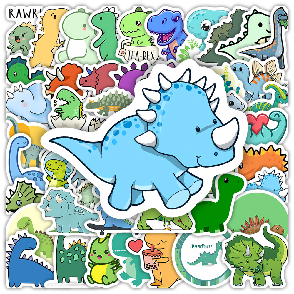 Art Craft Dinosaur - 面白い恐竜ステッカー DIY ギフトおもちゃ防水ビニールデカールスクラップブック日記ジャンクジャーナルラップトップ電話ボトル装飾用