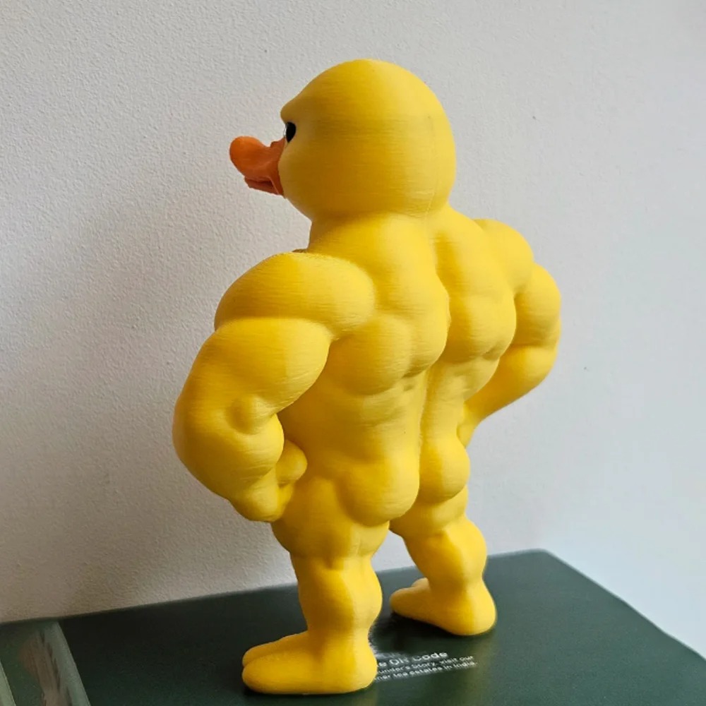 Art Craft Duck - 筋肉のあるアヒルの置物 - 3D デスクトップ装飾、かわいい本棚の風変わりな置物、多機能の屋内/屋外装飾、ホームアクセサリー