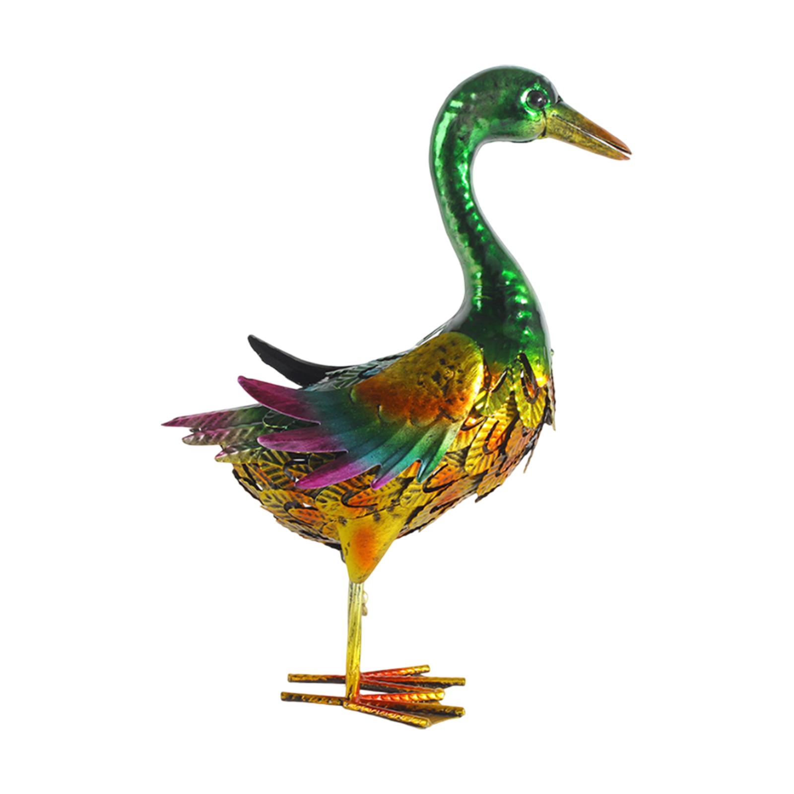Art Craft Duck - 立ちアヒル像鉄製リアルな動物の置物プール通路裏庭用