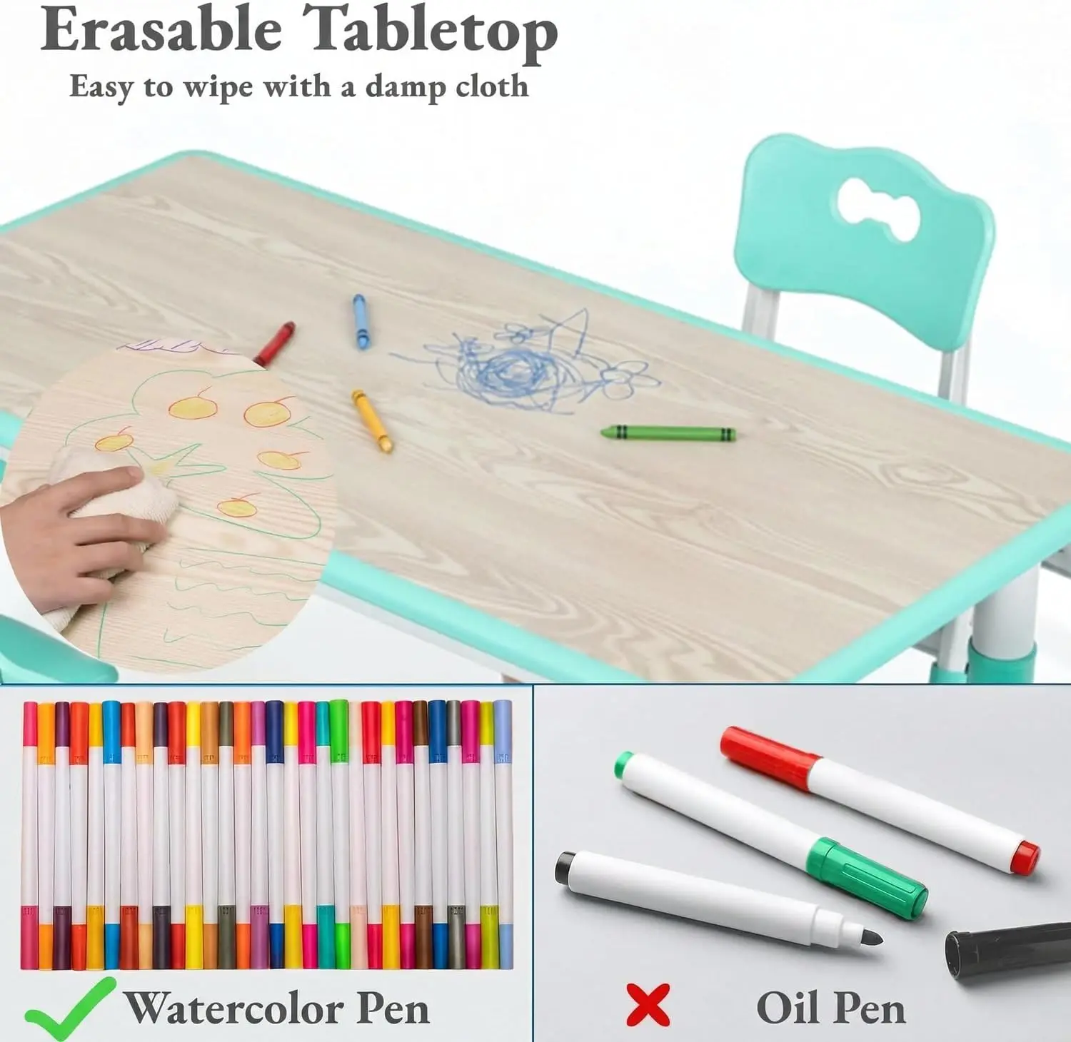 子供用テーブルと椅子6脚セット、高さ調節可能な落書きデスク  - Art Craft For Preschoolers のレビューと価格
