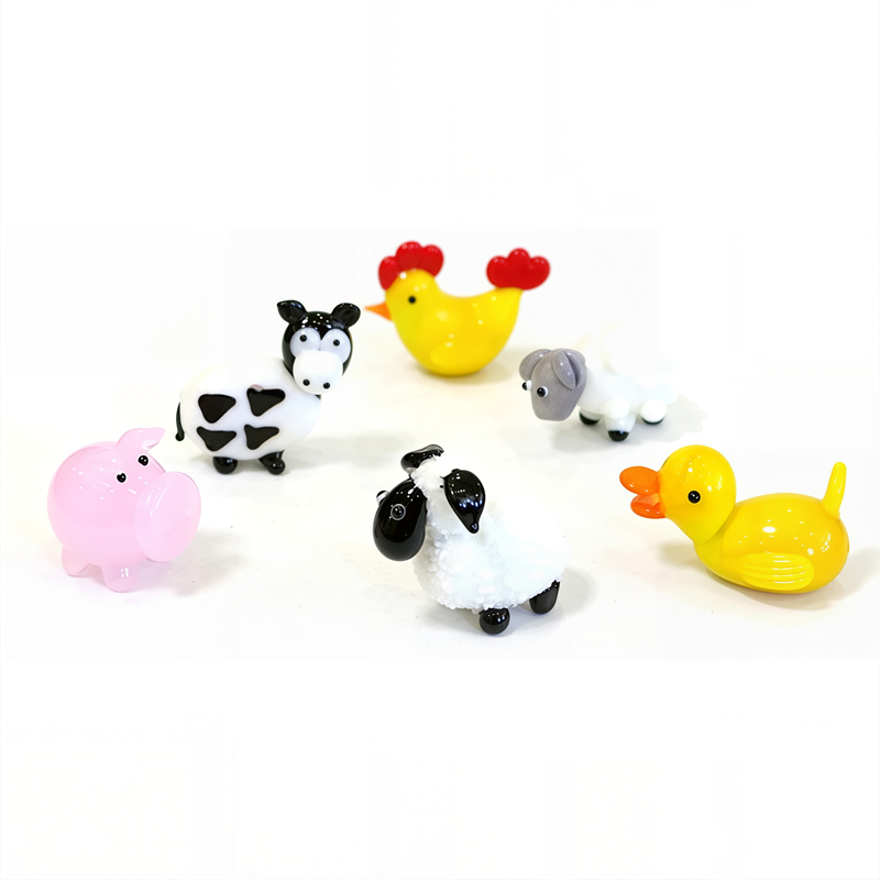 イースター装飾小さなガラス動物像の装飾品かわいい羊牛ピンク豚 - Art Craft Duck のレビューと価格