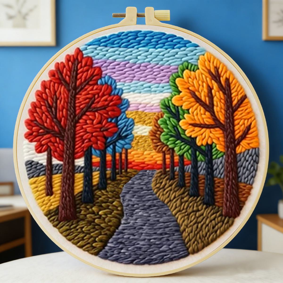 20X20CM/7.87インチ 風景画 パンチニードル刺繍セ - Punch Needle Kit のレビューと価格