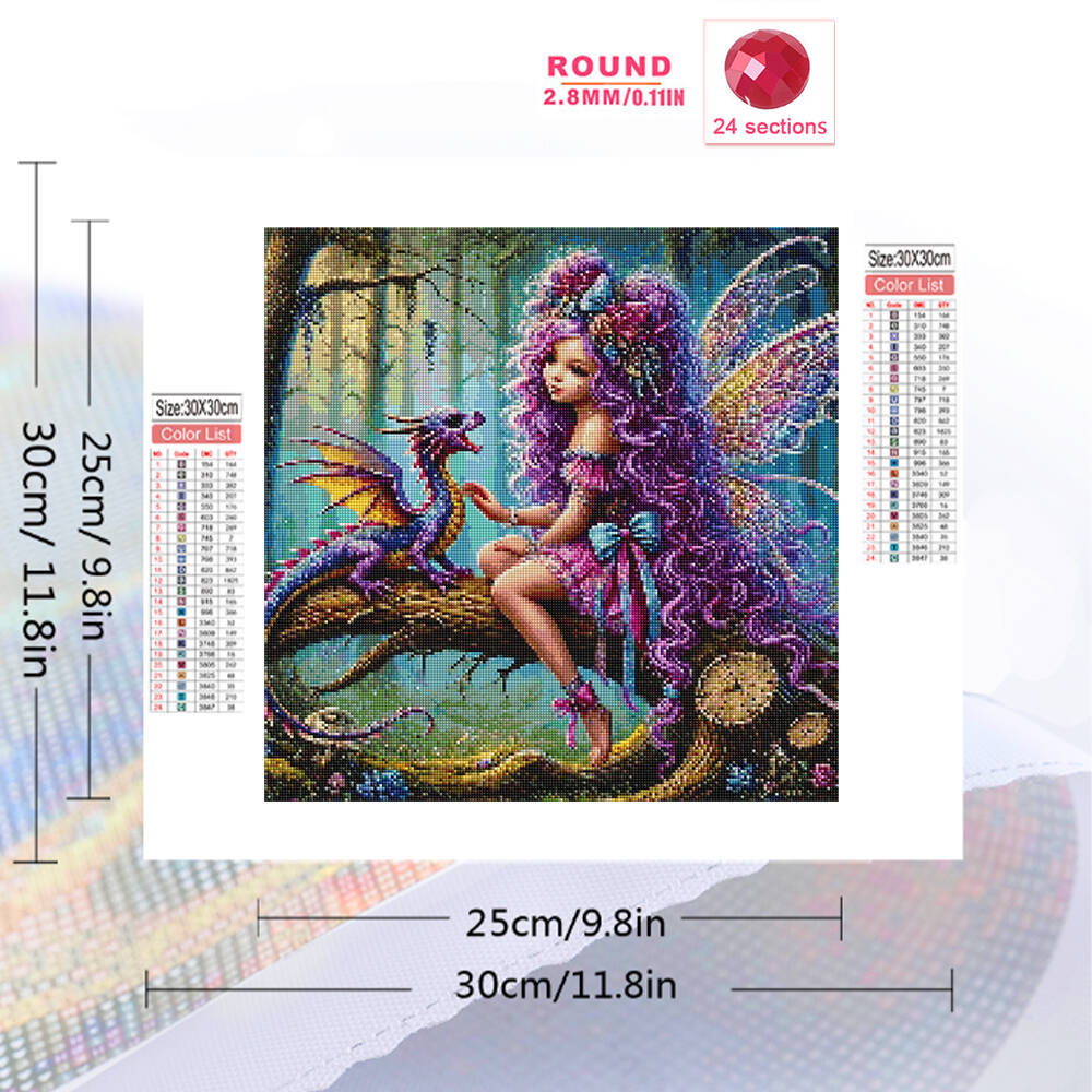 フルスクエアラウンドダイヤモンドモザイク少女ポートレート絵画 - Art Craft Dinosaur のレビューと価格
