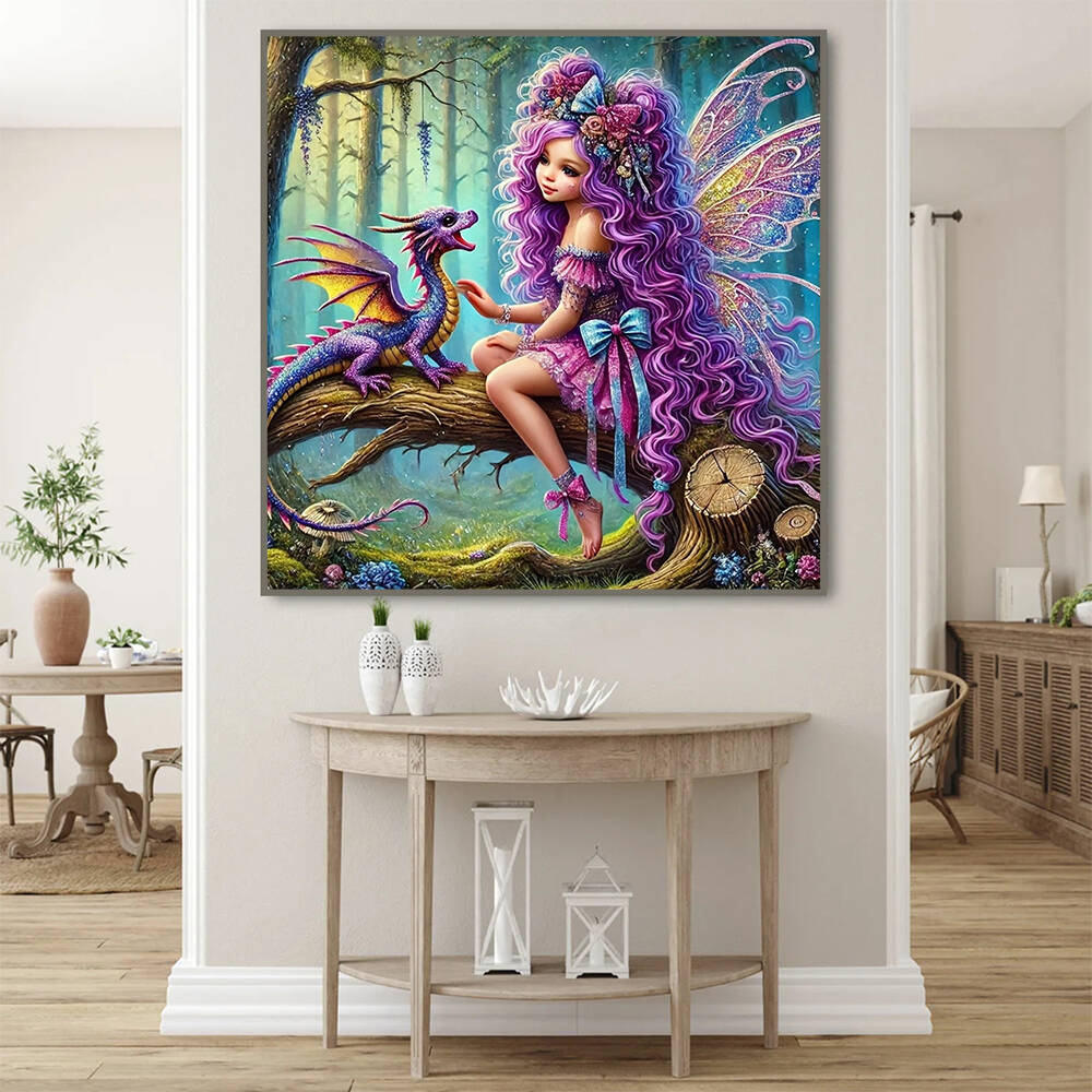 フルスクエアラウンドダイヤモンドモザイク少女ポートレート絵画 - Art Craft Dinosaur のレビューと価格
