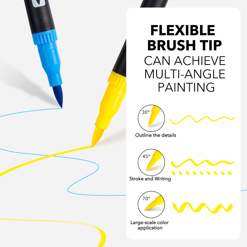 1セット水性デュアルチップカラーペン、ブラシ＆細字マーカー、 - Watercolor Brush Pen のレビューと価格