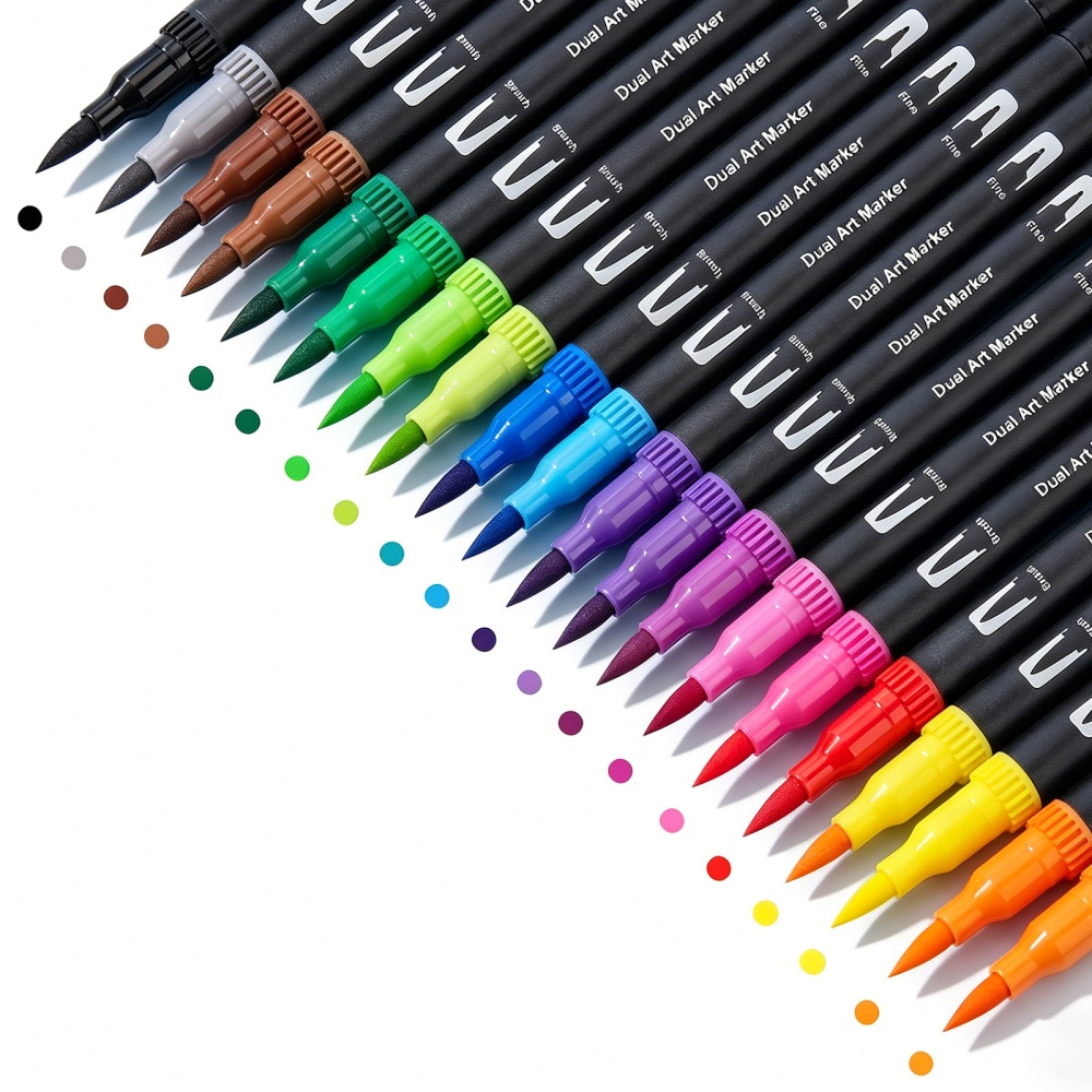 1セット水性デュアルチップカラーペン、ブラシ＆細字マーカー、 - Watercolor Brush Pen のレビューと価格