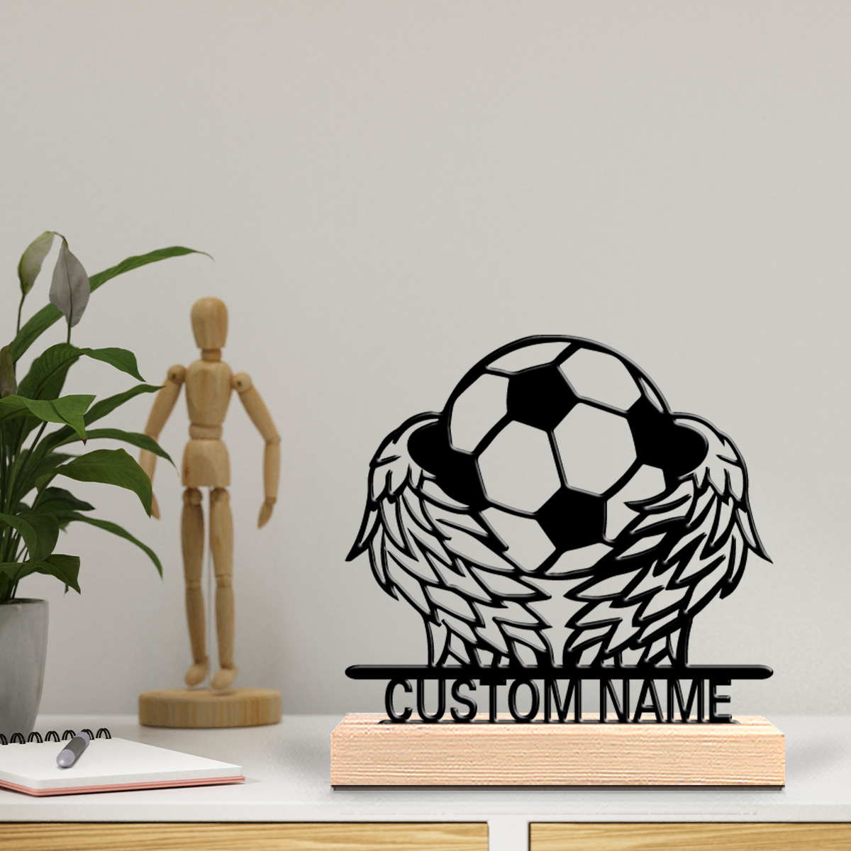1個入り ウィングサッカー カスタムテキスト ブリキ製置物  - Art Craft Wood のレビューと価格
