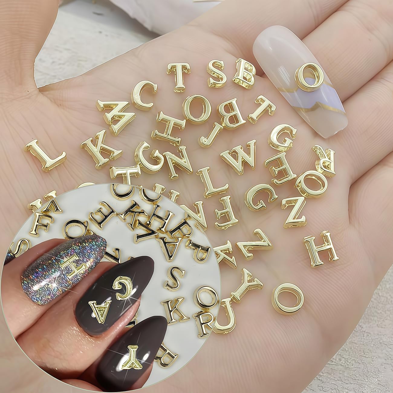 26個 ゴールド A-Z 文字型ネイルアートチャーム ホログ - Art And Craft Letter Z のレビューと価格