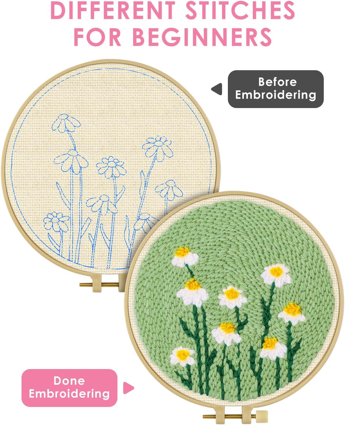 パンチニードル刺繍スターターキット フレーム付き 動物柄 面 - Punch Needle Kit のレビューと価格