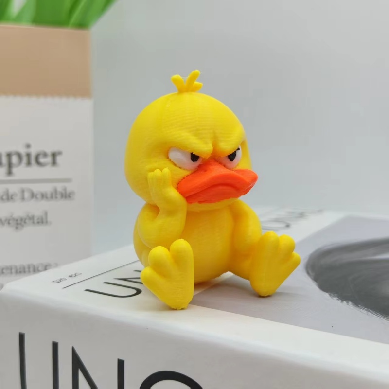 3Dプリントの怒った黄色いアヒル像、怒った白い目をした面白い - Art Craft Duck のレビューと価格