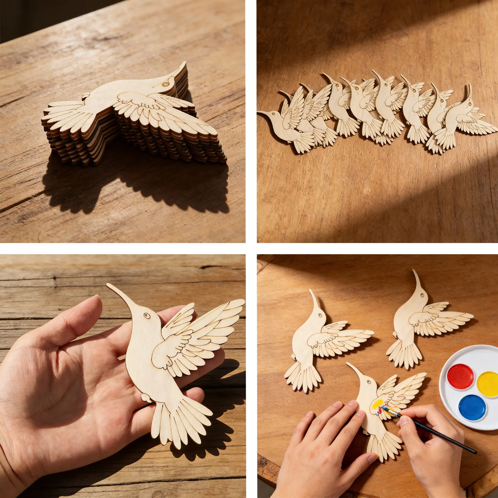10個入り未完成木製動物鳥の切り抜き、木製吊り下げ飾り用木製 - Art Craft & Architecture のレビューと価格