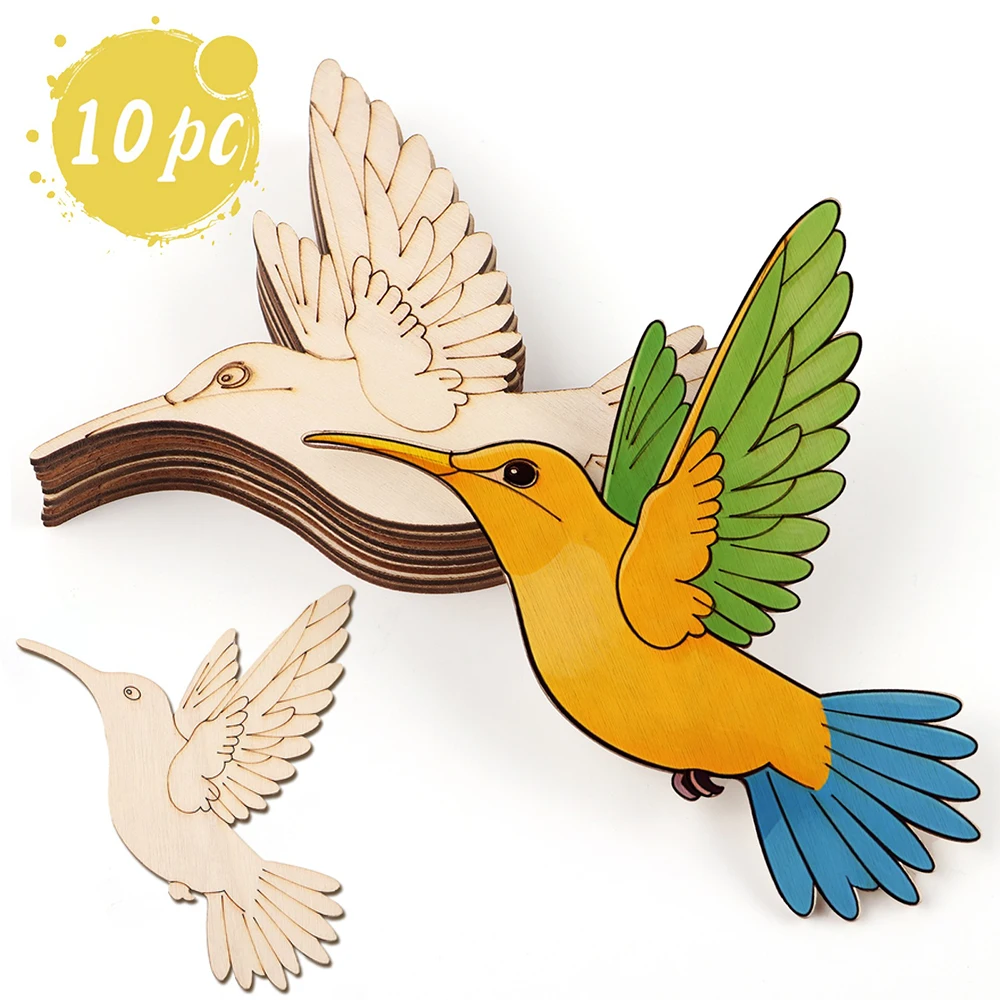 10個入り未完成木製動物鳥の切り抜き、木製吊り下げ飾り用木製 - Art Craft & Architecture のレビューと価格