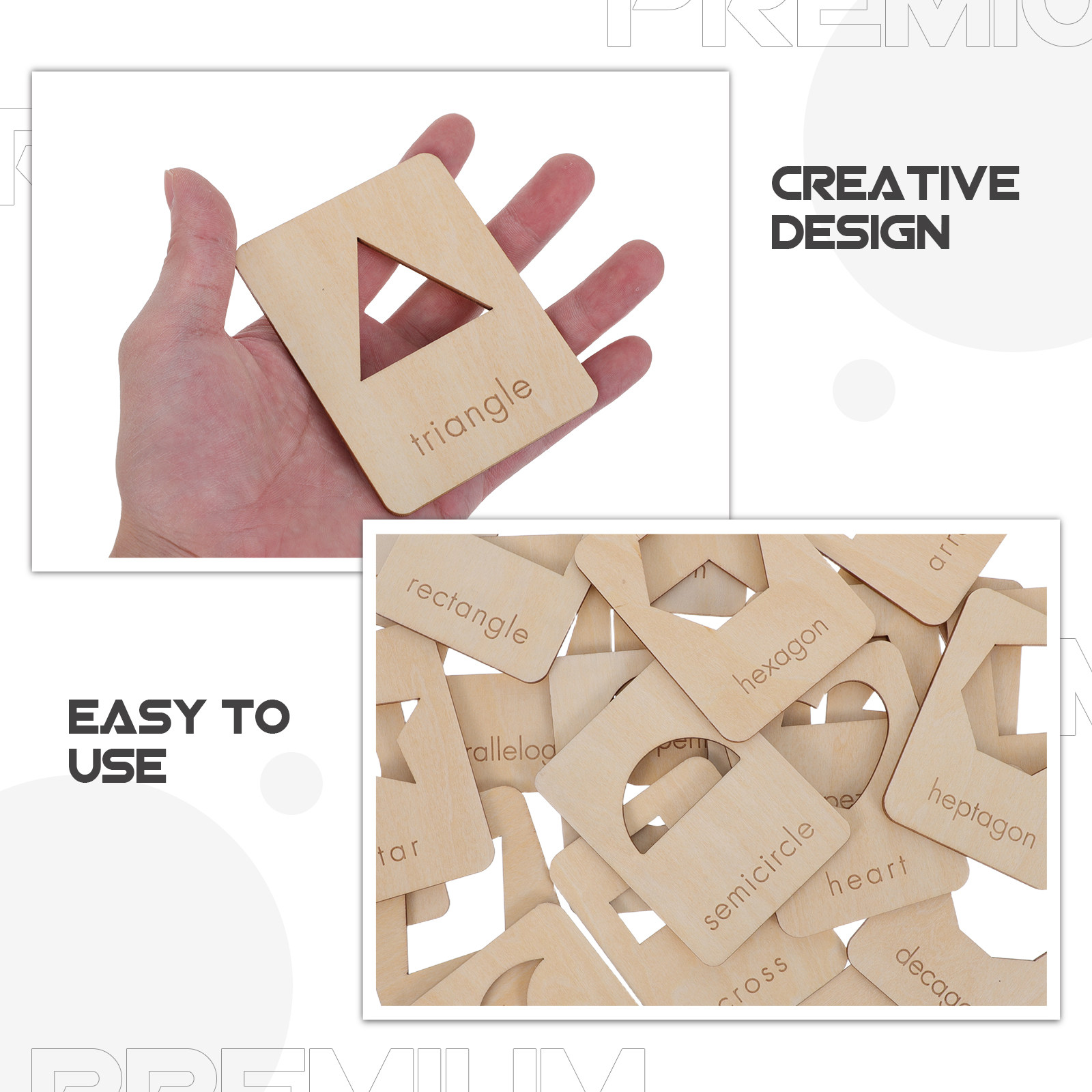 21個入り木製幾何学模様ステンシル 子供用 滑らかなエッジ  - Art Craft For Preschoolers のレビューと価格