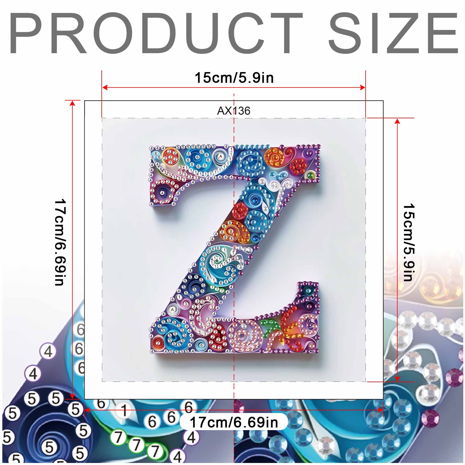 特殊形状ダイヤモンドアートペインティングキット、文字Z DI - Art And Craft Letter Z のレビューと価格