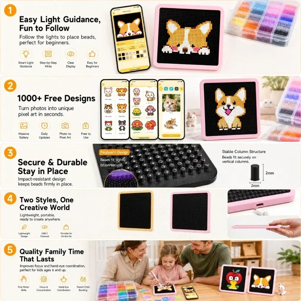 LEDスマートヒューズビーズペグボード、アプリでガイド付きパ - Art Craft & Architecture のレビューと価格