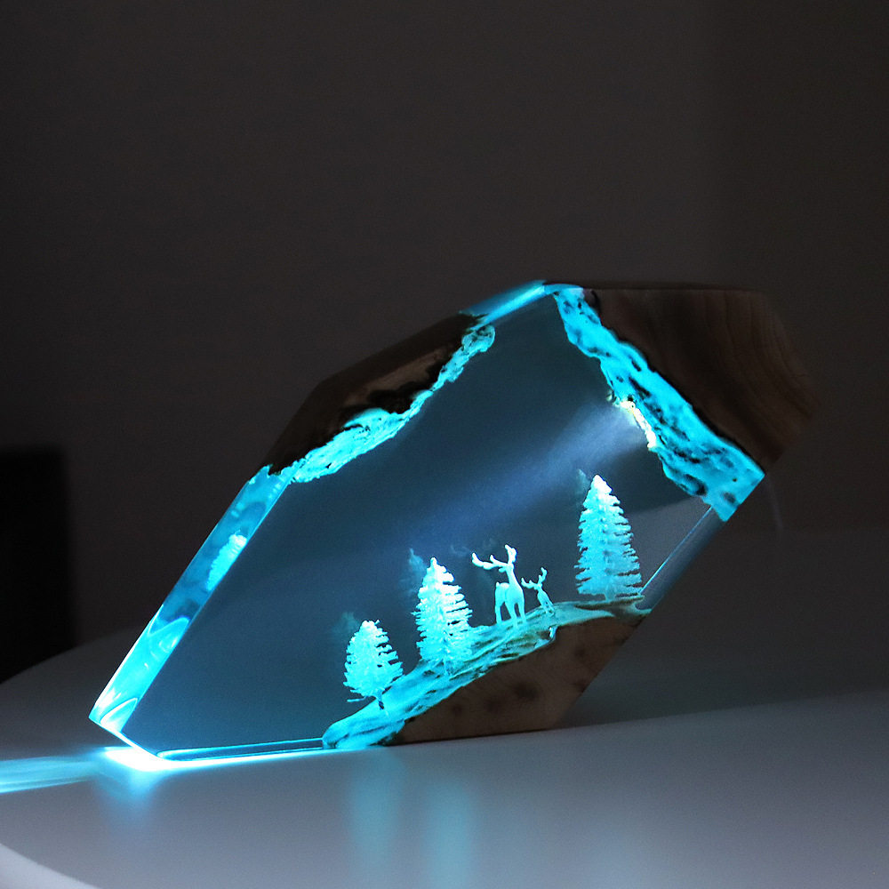 森の妖精鹿デスクトップアート、パーソナライズされた発光オーナ - Art Craft Wood のレビューと価格