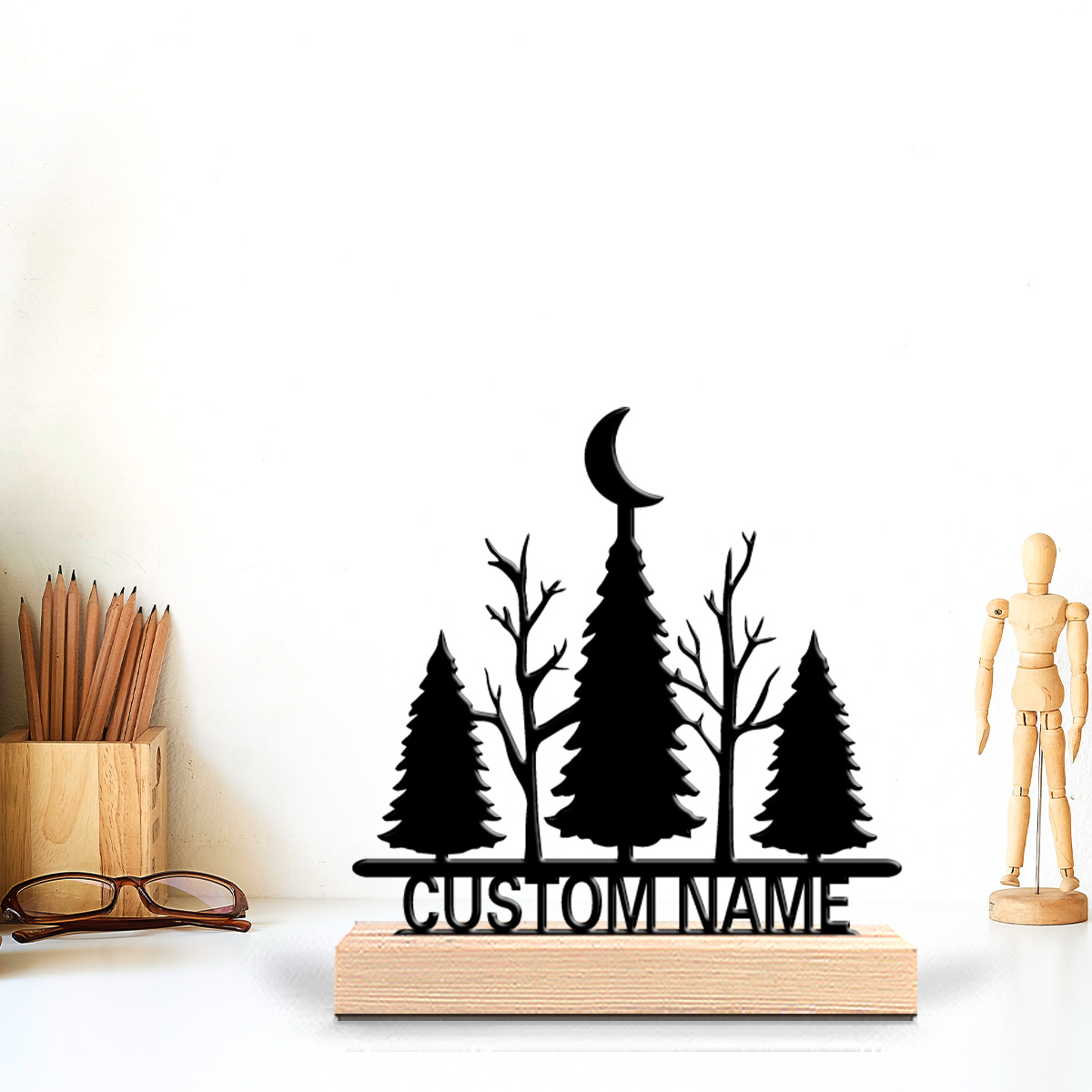 1個入り ミニマリストムーンツリー カスタマイズテキスト メ - Art Craft Wood のレビューと価格