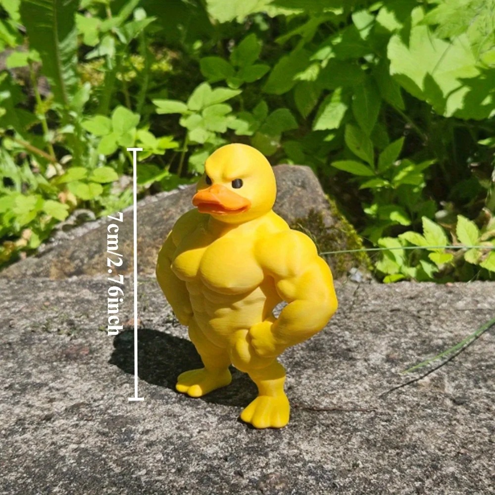 筋肉のあるアヒルの置物 - 3D デスクトップ装飾、かわいい - Art Craft Duck のレビューと価格