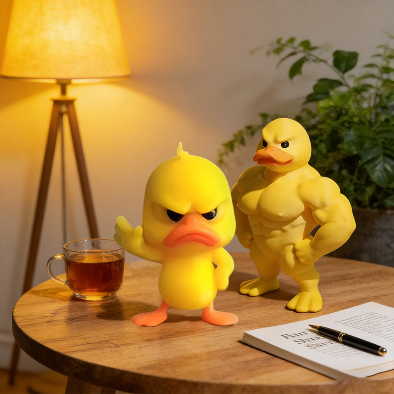 3/1 個の筋肉/怒っているアヒルの像 - 3D デスクトッ - Art Craft Duck のレビューと価格