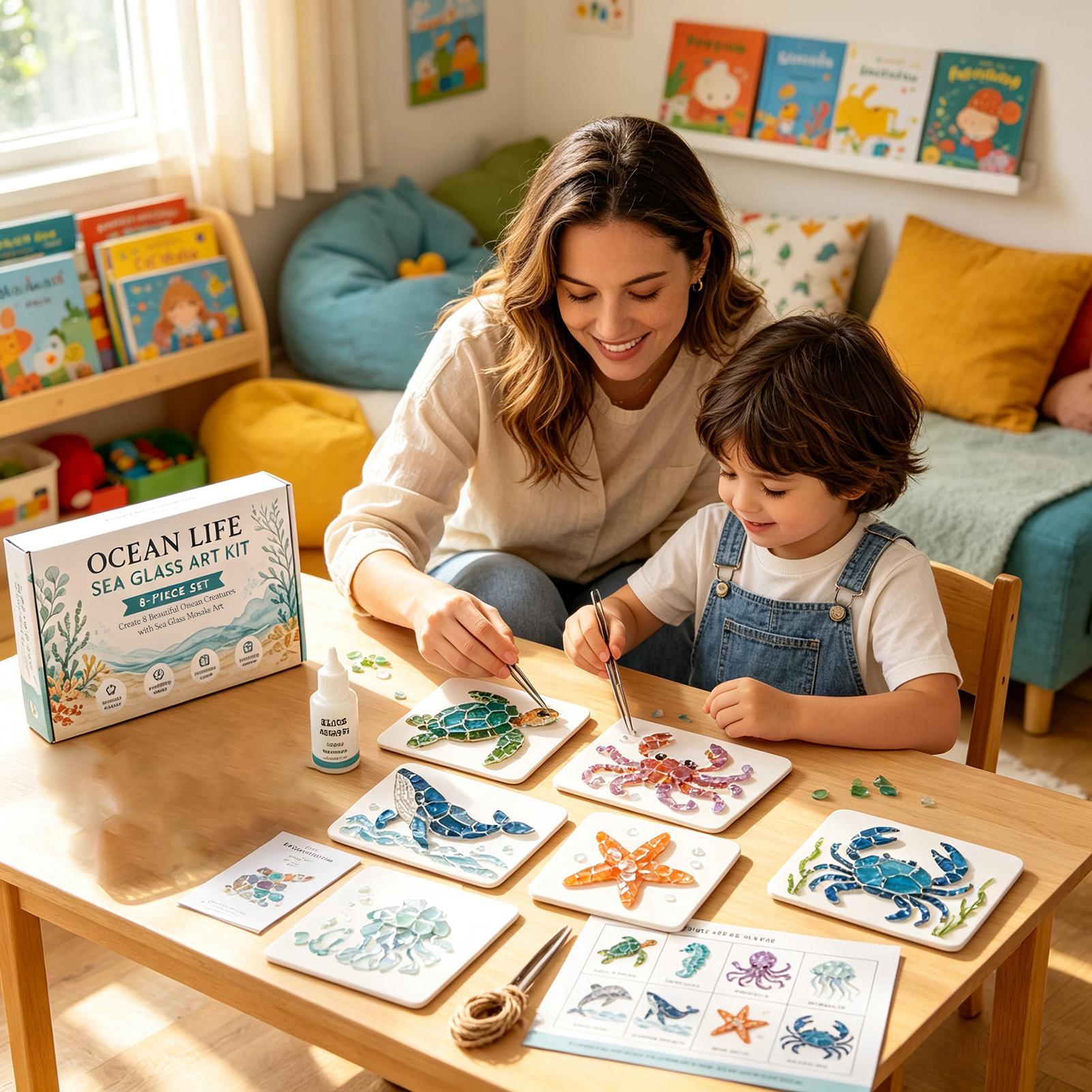 DIYクラッシュグラスアートキット、海岸のシーグラスモザイク - Art Craft Kits For Adults のレビューと価格