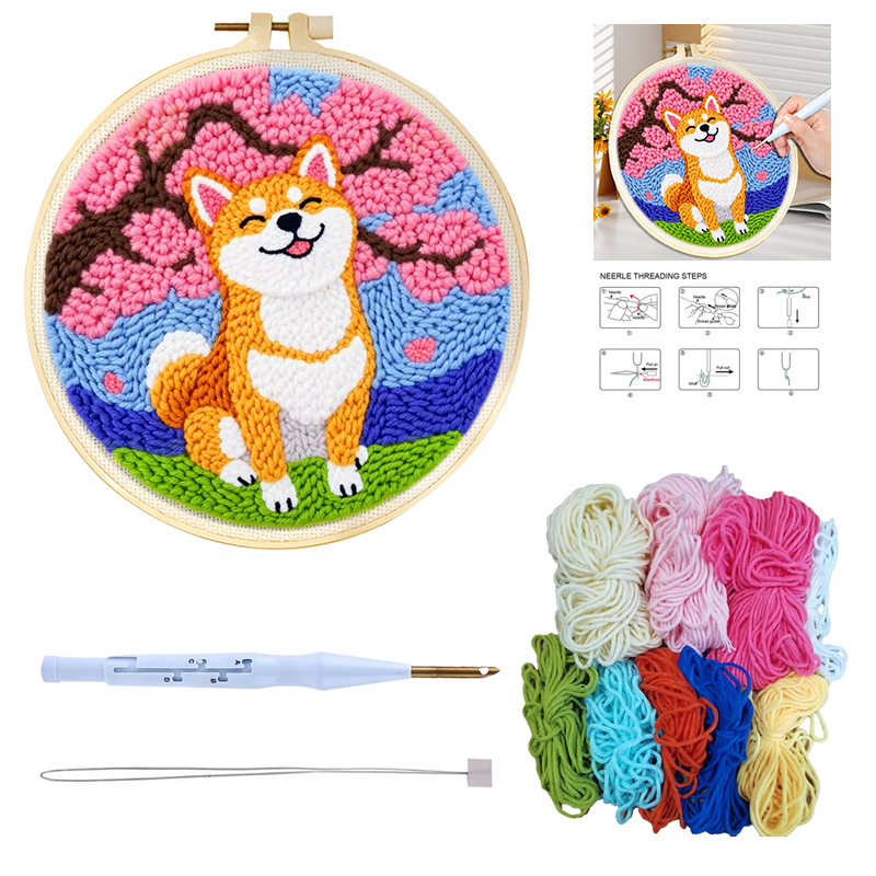 パンチニードルスターターキット 犬 可愛い動物柄 パンチニー - Punch Needle Kit のレビューと価格